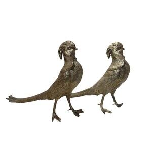G.C.K. Co NY Vintage MCM Metal Pheasants Bird Pair Defect